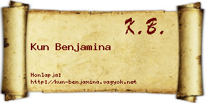 Kun Benjamina névjegykártya